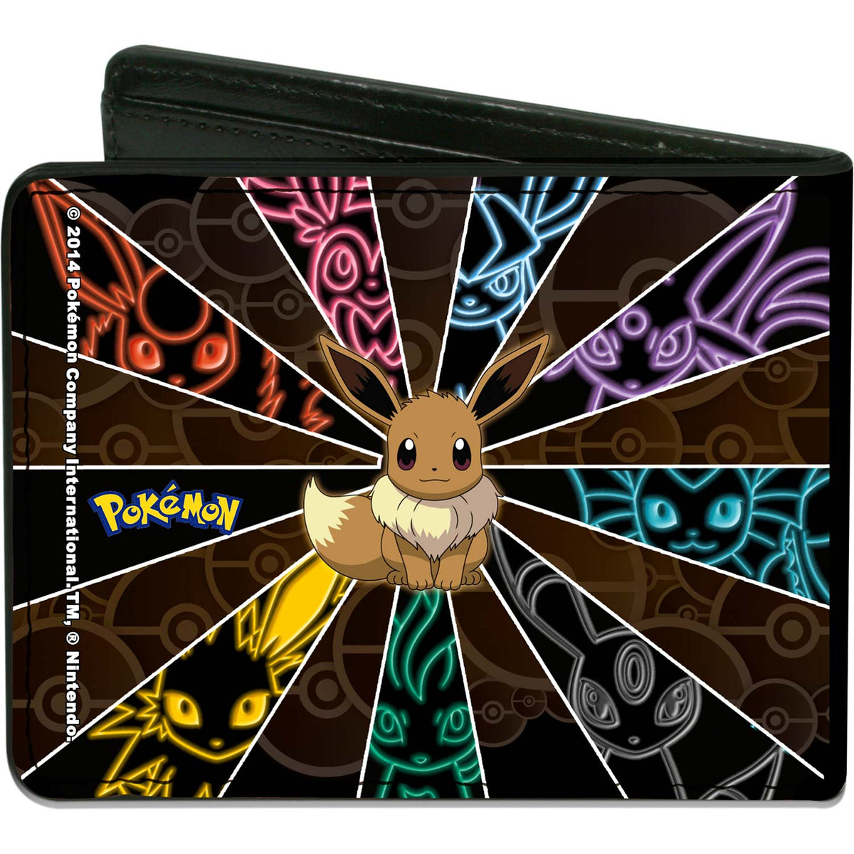 Pokemon Eevee Electric Evolution Rays/Pok� Balls Browns/Mutli Color Bi-Fold Back