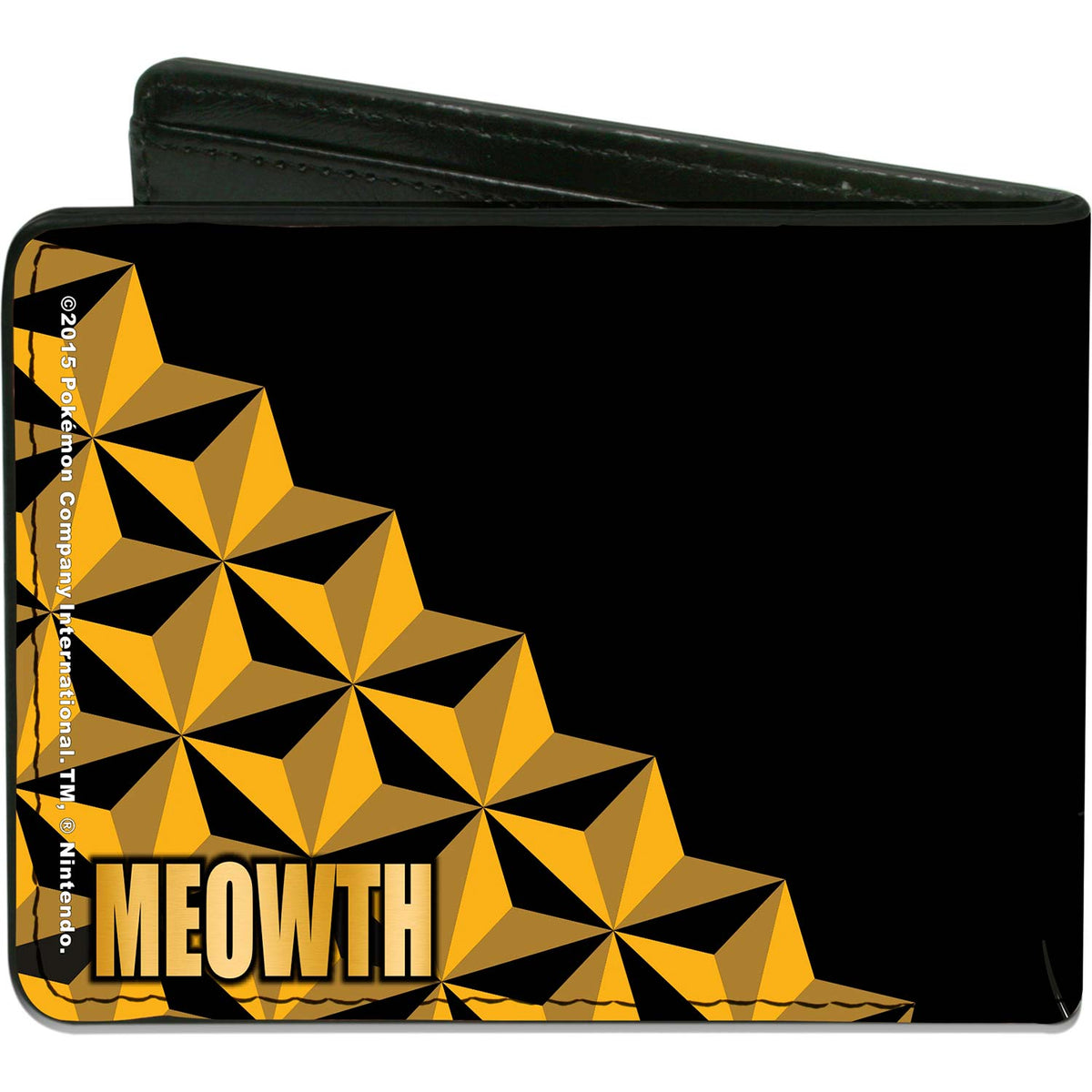 Pokemon Meowth Clawing Pose4 Meowth/Blocks Black/Golds Bi-Fold Back