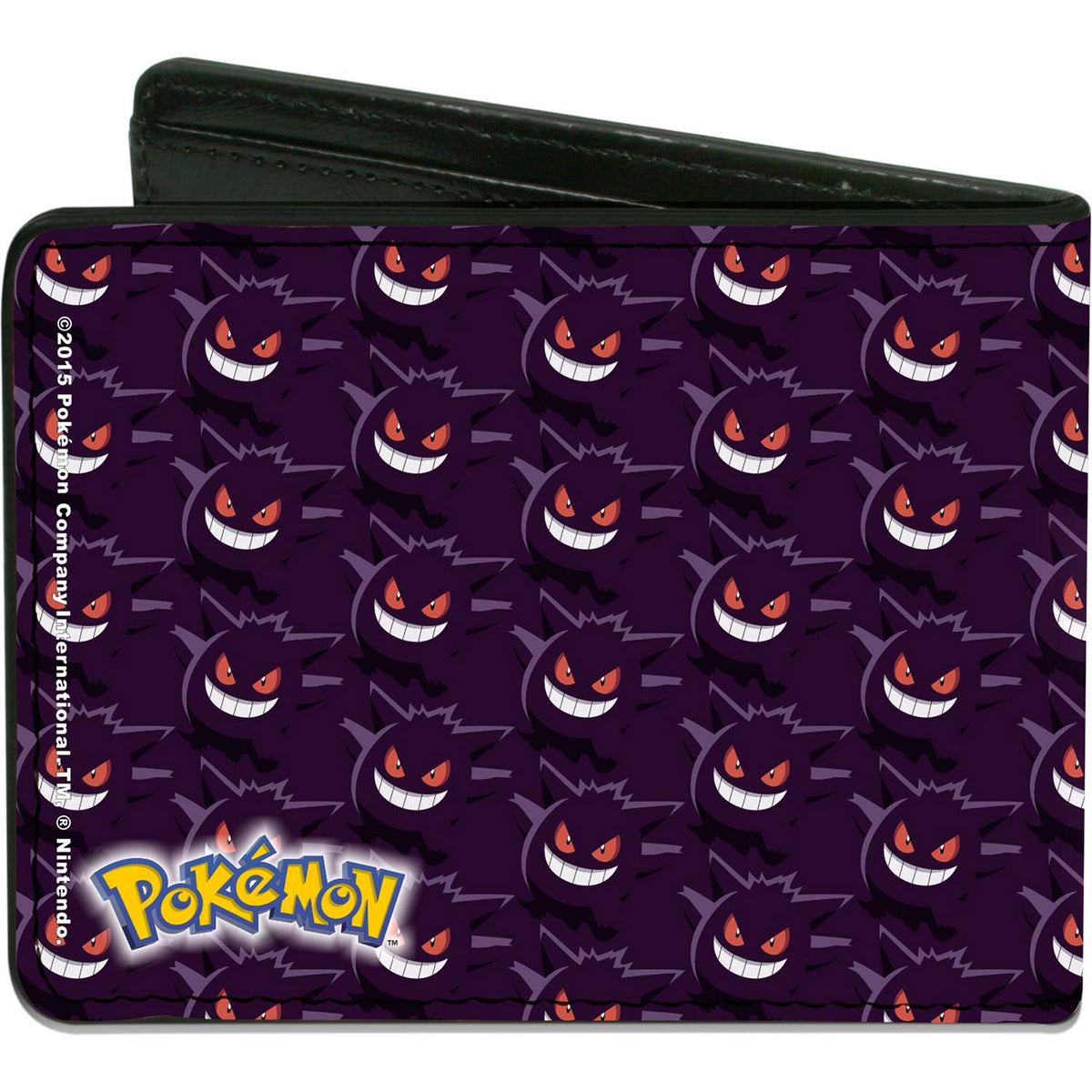 Pokemon Gengar Pose/Monogram Logo Purples Bi-Fold Back