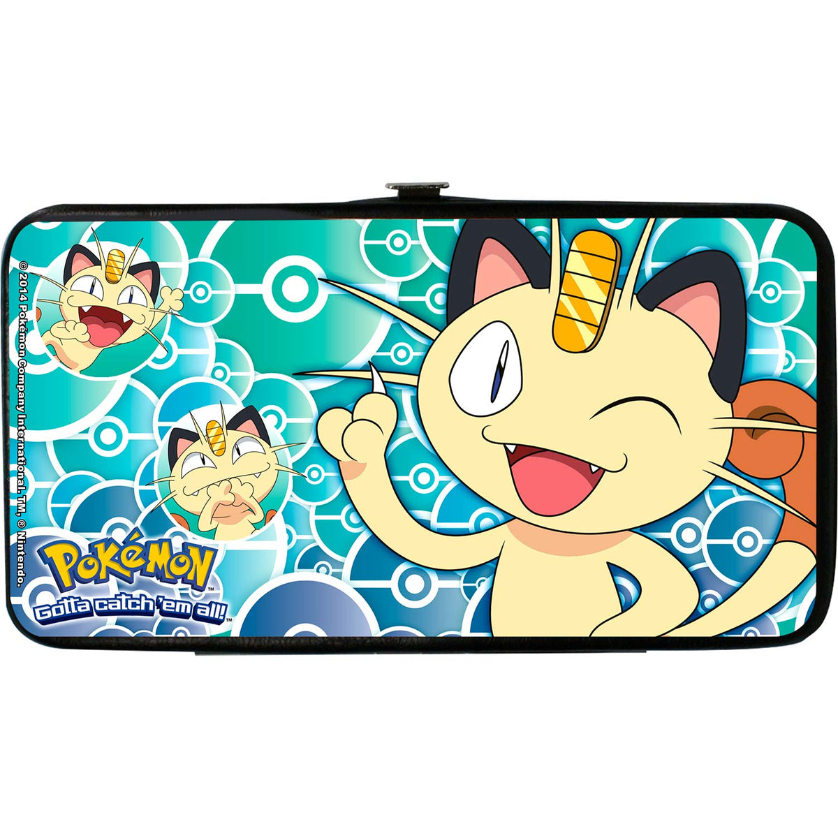 Pokemon Meowth Pose/Expressions/Stacked Pok� Balls Blues Girls Wallet Back
