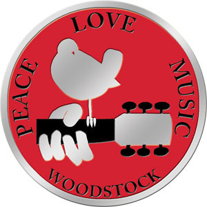 Woodstock Round Metal Sticker Front