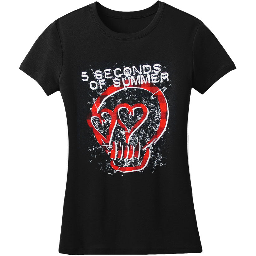 5 Seconds Of Summer Plaid Skull Soft Junior Top Front