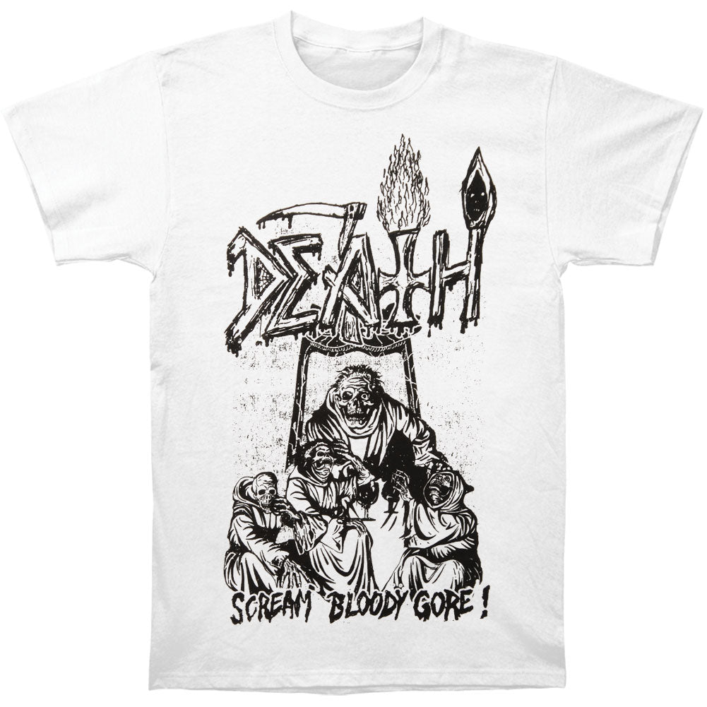 Death Scream Bloody Gore Line Art (White) T-shirt Front