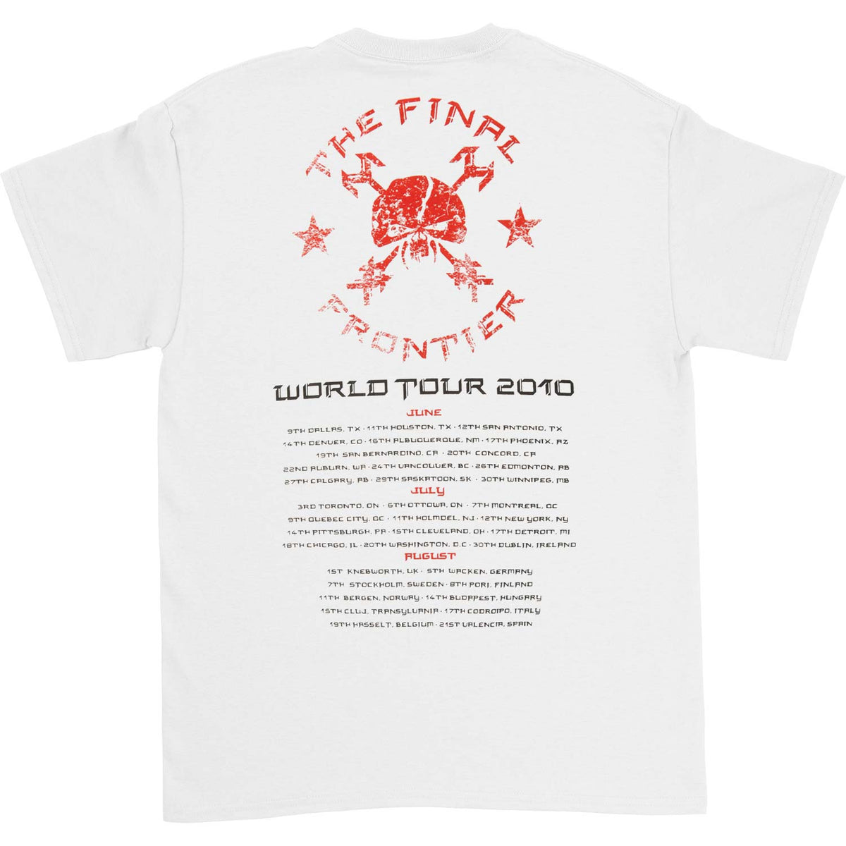 Iron Maiden El Dorado Comics 2010 Tour T-shirt Back