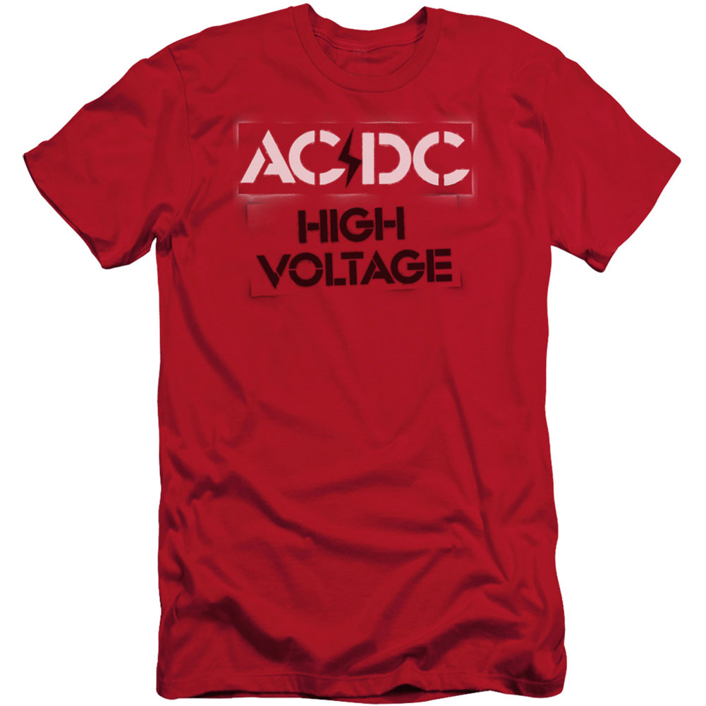AC/DC High Voltage Stencil (Canvase Brand) Adult Slim Fit Slim Fit T-shirt Front
