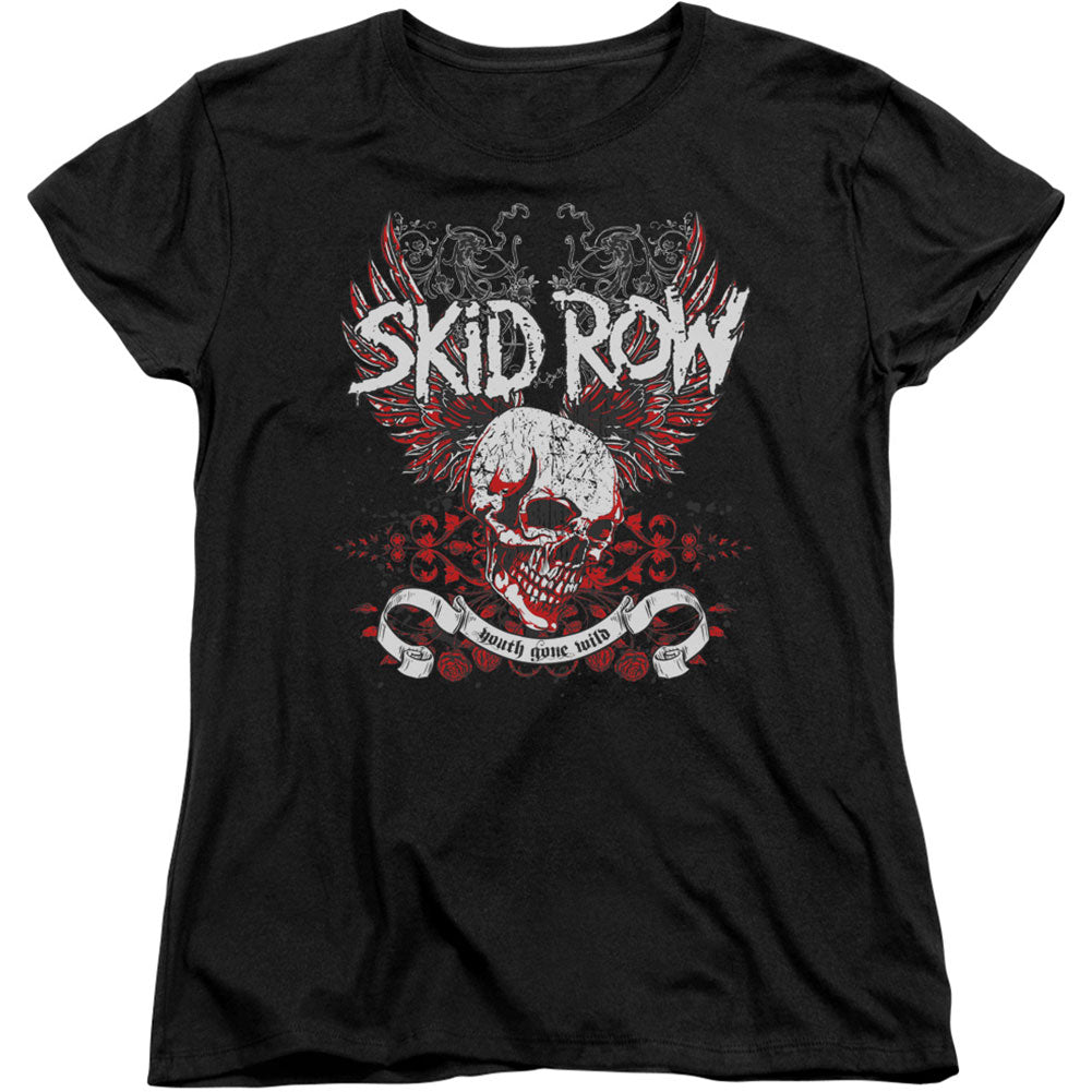 Skid Row Winged Skull Womens T-shirt