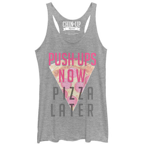 Chin Up Pizza - Heather - Racerback Womens Tank