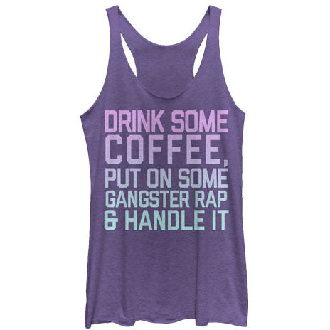 Chin Up Coffee Rap - Heather - Racerback Womens Tank
