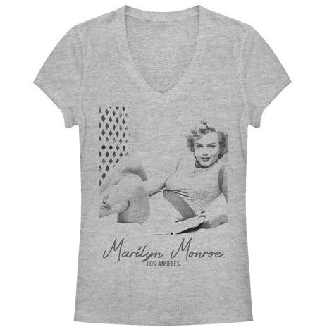 Marilyn Monroe Mari LA - Heather - Deep V-Neck Junior Top Front