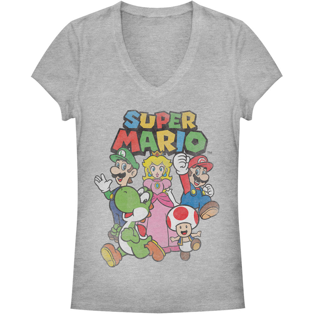 Nintendo Posse - Heather - Deep V-Neck Junior Top Front