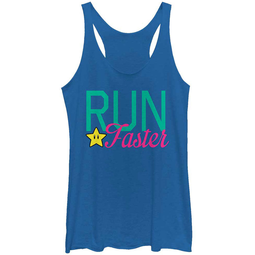 Nintendo Faster Run - Heather - Racerback Womens Tank