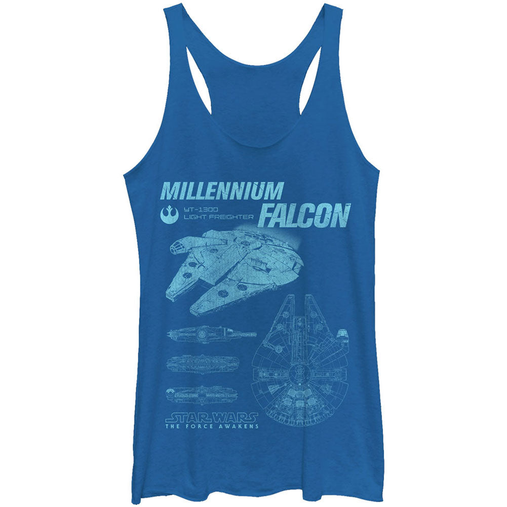 Star Wars Falcon Flies - Heather - Racerback Womens Tank
