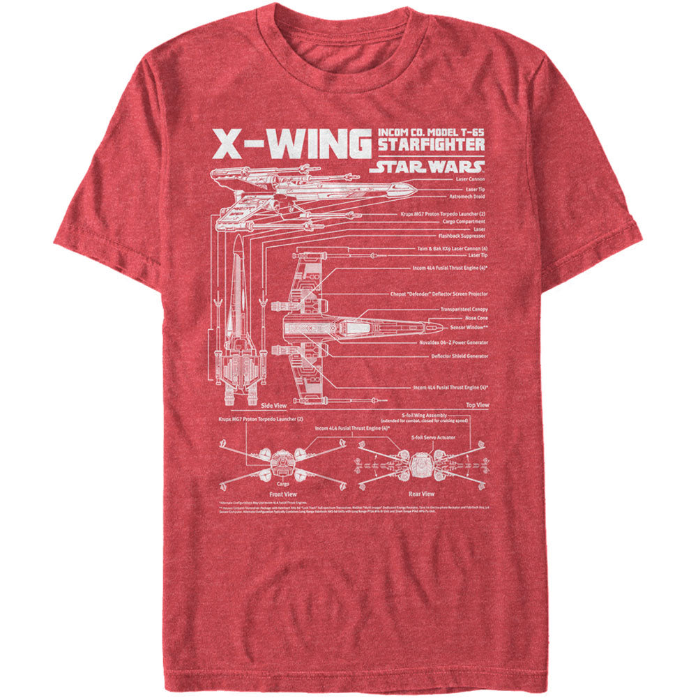 Star Wars X-Wing Schematics - Heather T-shirt