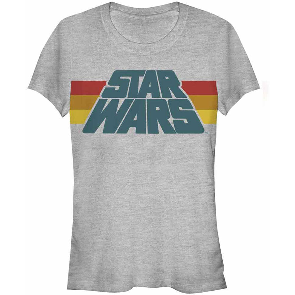 Star Wars Slant Logo Stripe - Heather Junior Top Front