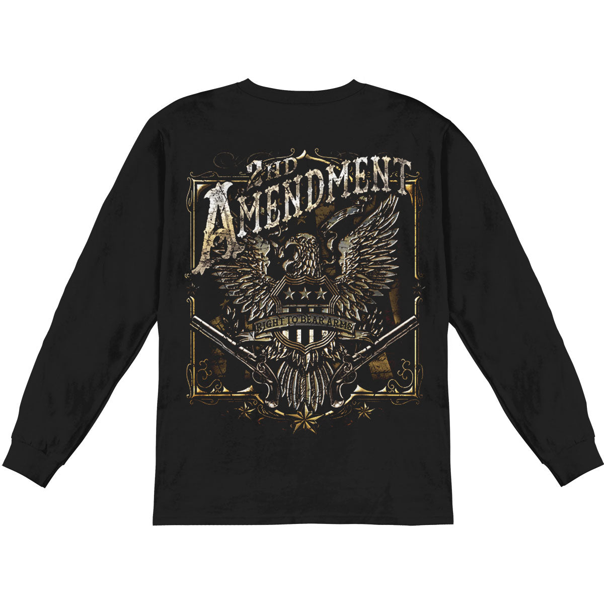 Novelty 2nd Amendment Eagle Silver Foil Long Sleeve Back