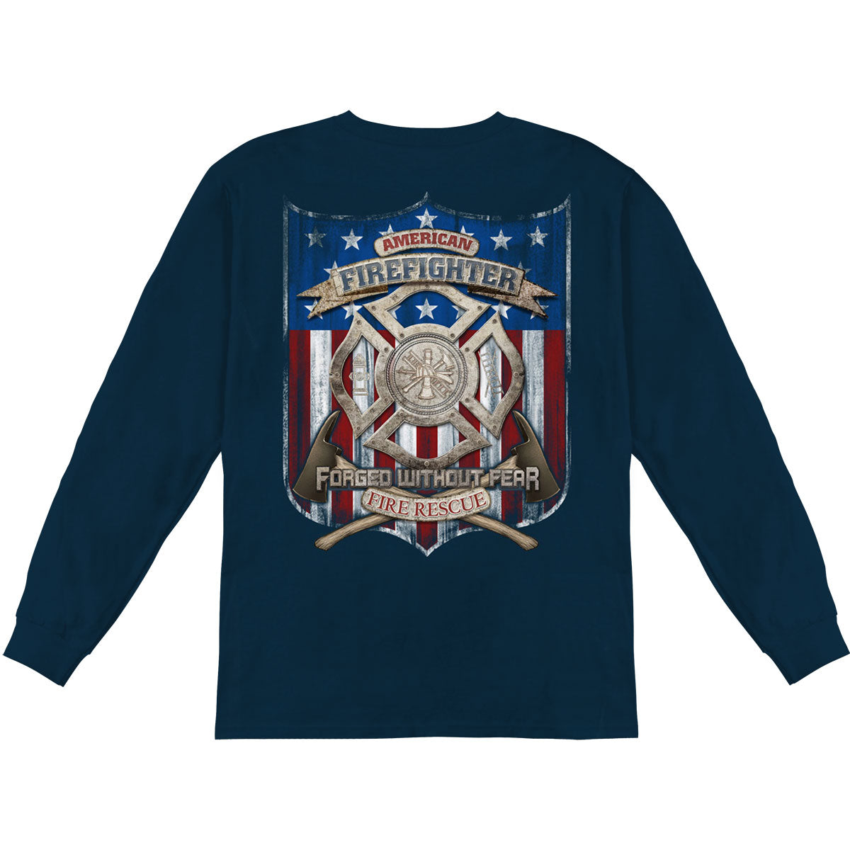 Novelty American Firefighter Long Sleeve Back