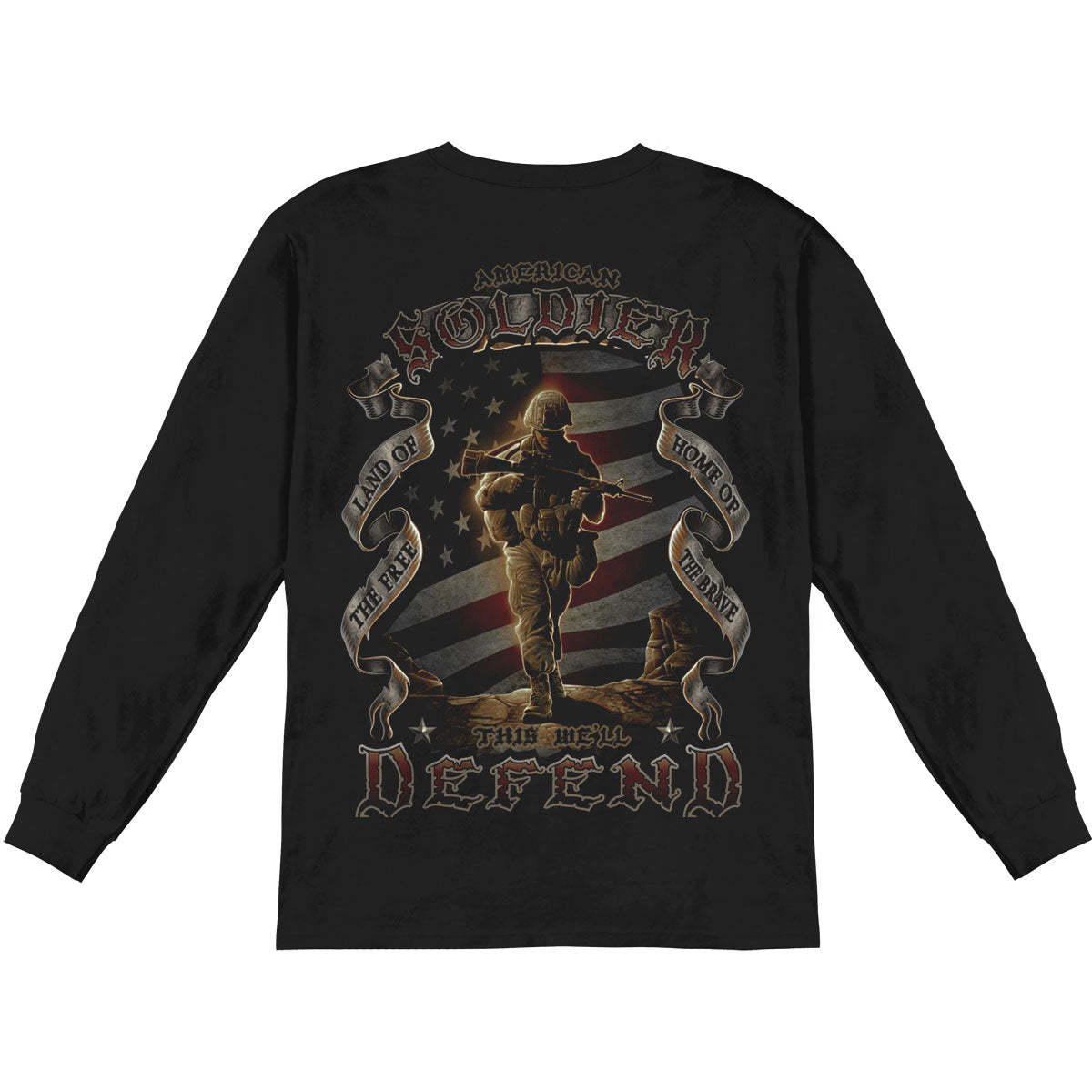 Novelty American Solider Long Sleeve Back