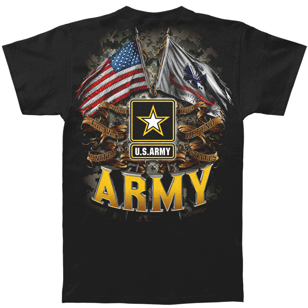 Novelty Army Double Flag US Army T-shirt