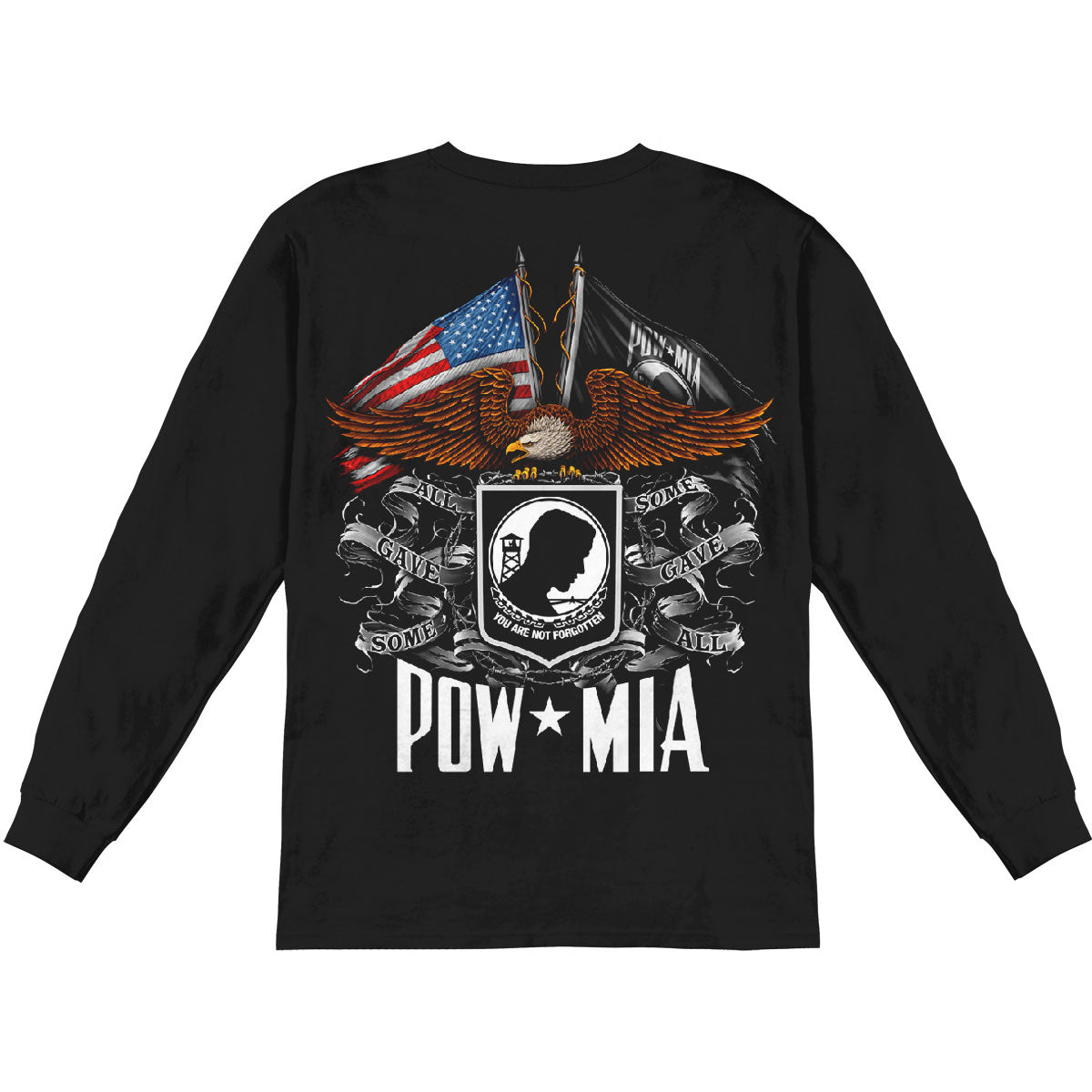 Novelty Double Flag Eagle Pow Long Sleeve Back