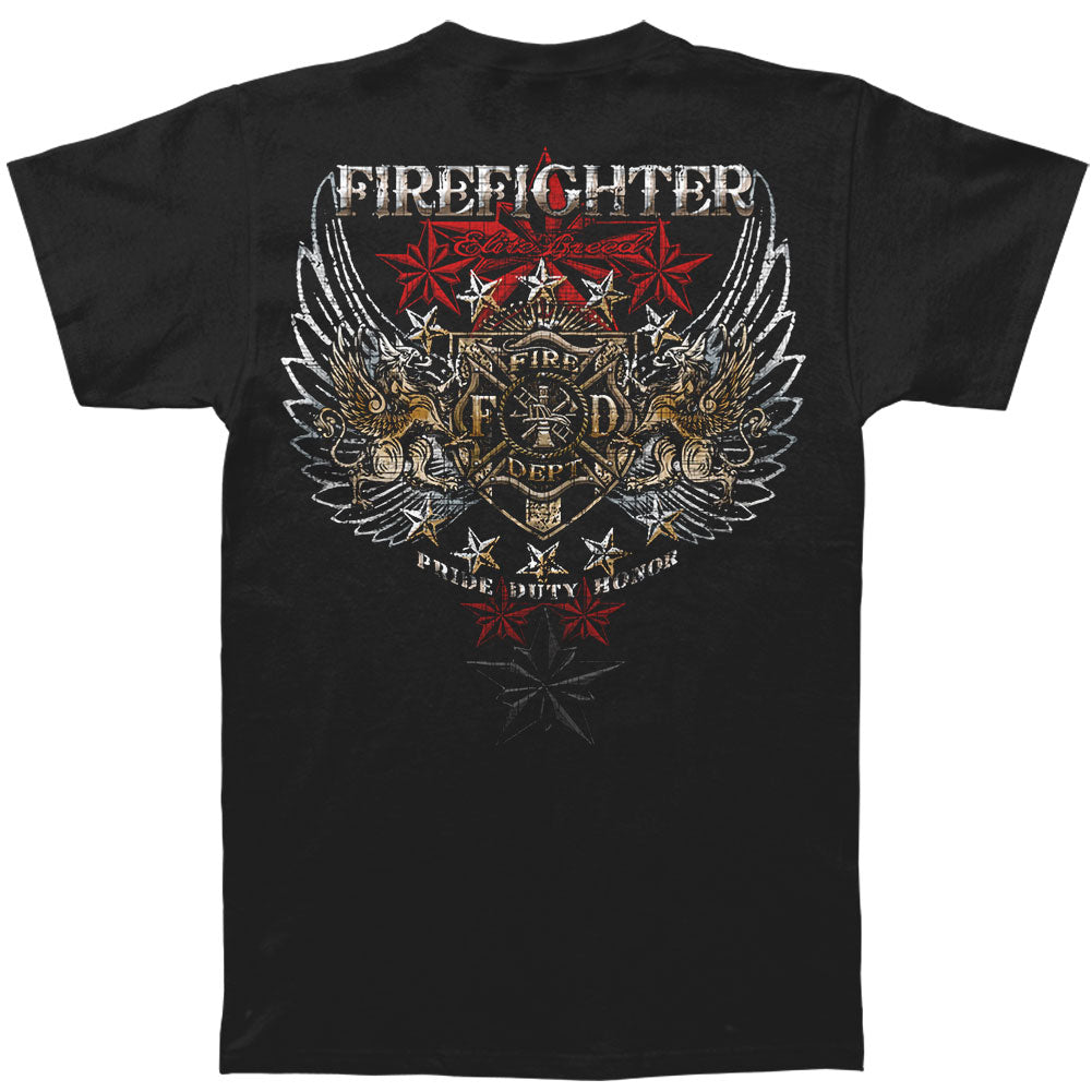 Novelty Elite Breed Firefighter Pride Duty Honor Silver Foil T-shirt