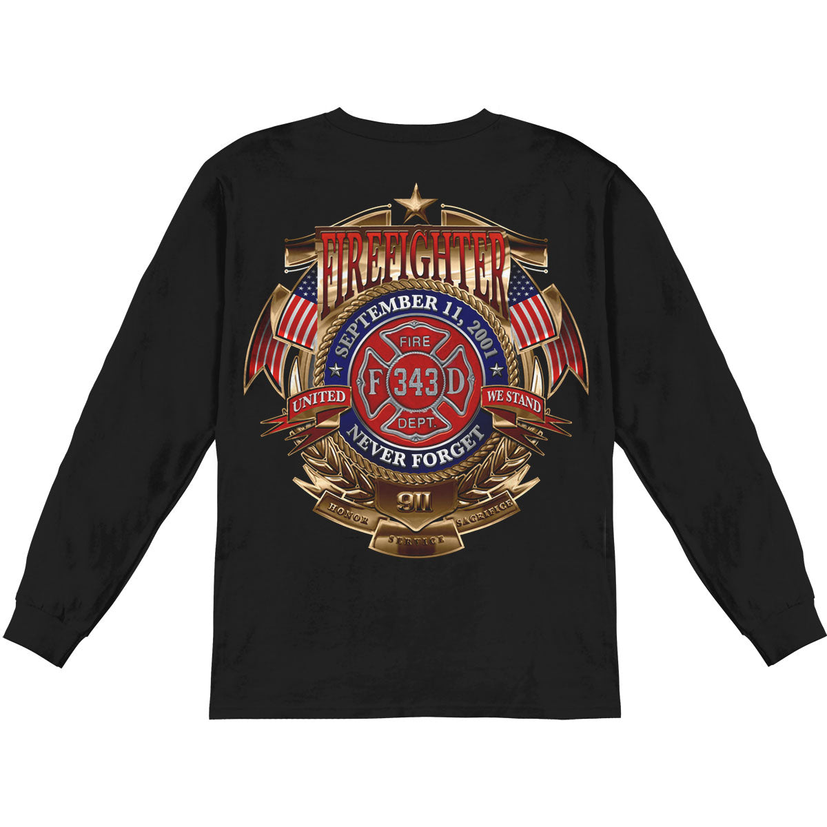 Novelty Firefighter Badge Of Honor Long Sleeve Back