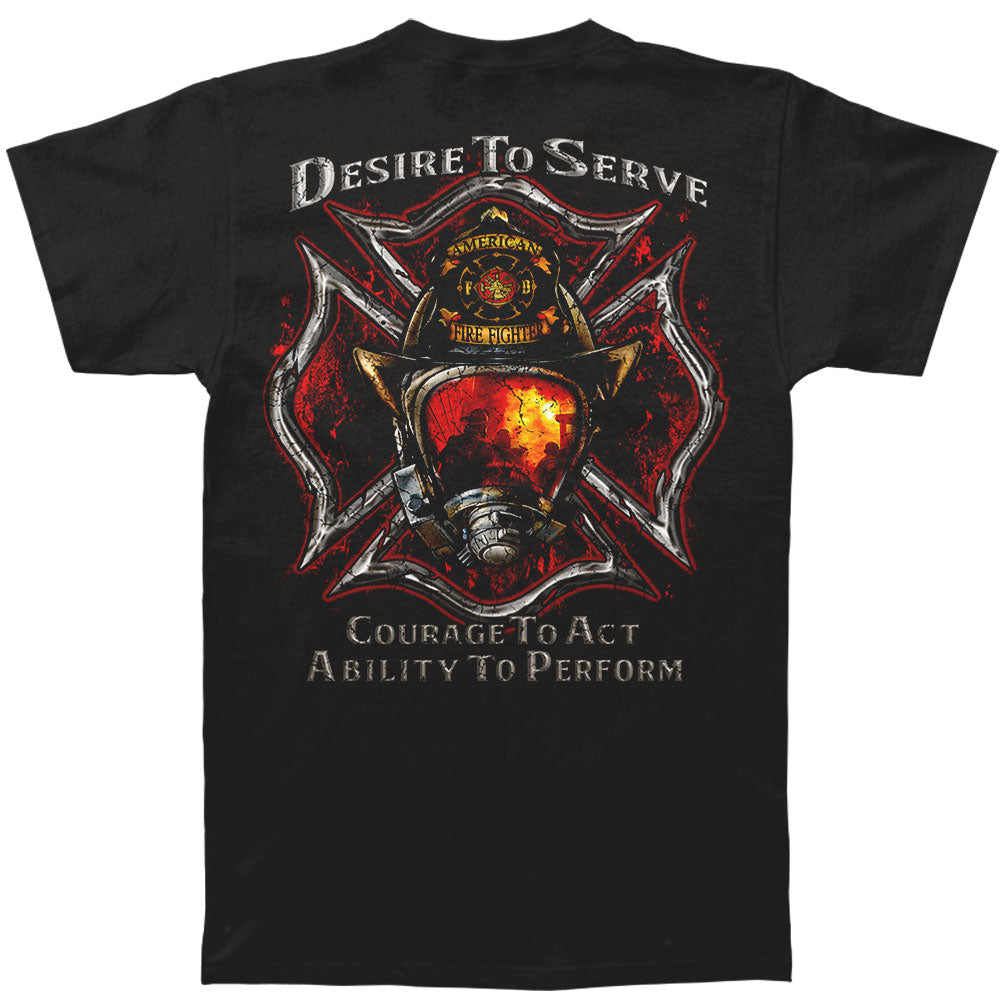 Novelty Firefighter Desire To Serve Sivler Foil T-shirt