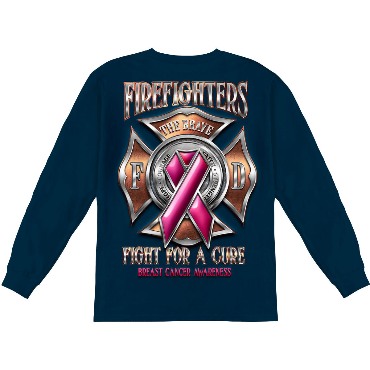 Novelty Firefighter Race For A Cure Long Sleeve Back