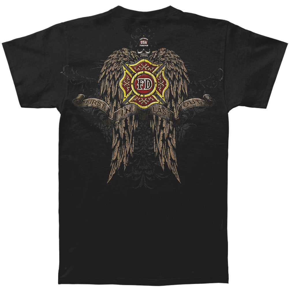 Novelty Firefighter Skull Wings Full T-shirt