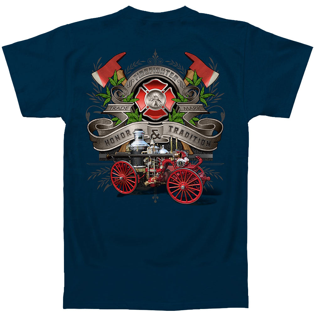 Novelty Firefighter Traditional Anique Pump Truck T-shirt