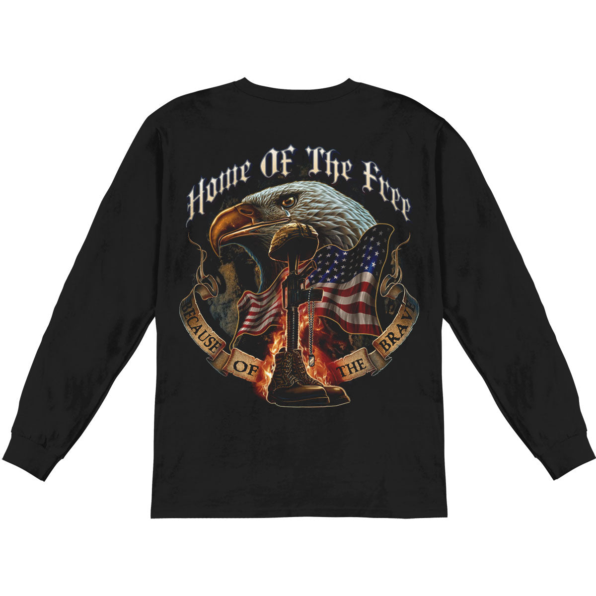 Novelty Home Of The Free Because Of The Brave Long Sleeve Back