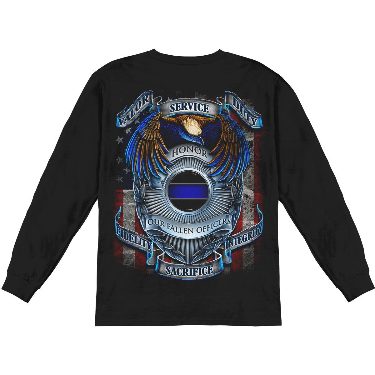 Novelty Honor Our Fallen Officers Long Sleeve Back