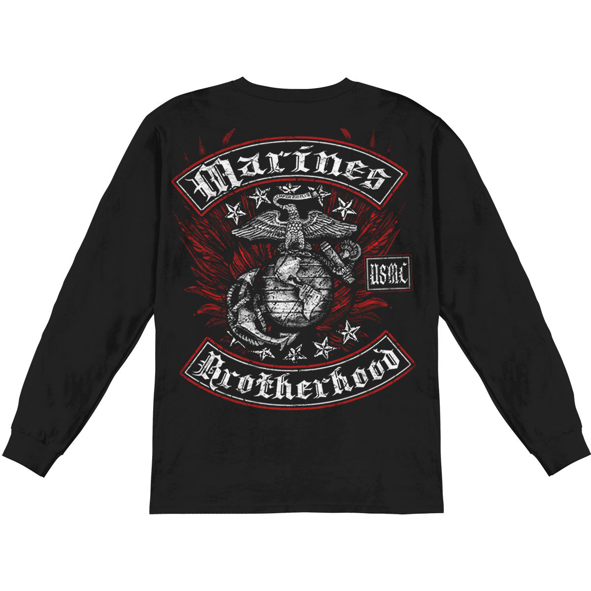 Novelty Marine Biker With Rockers Foil Stamp Long Sleeve Back