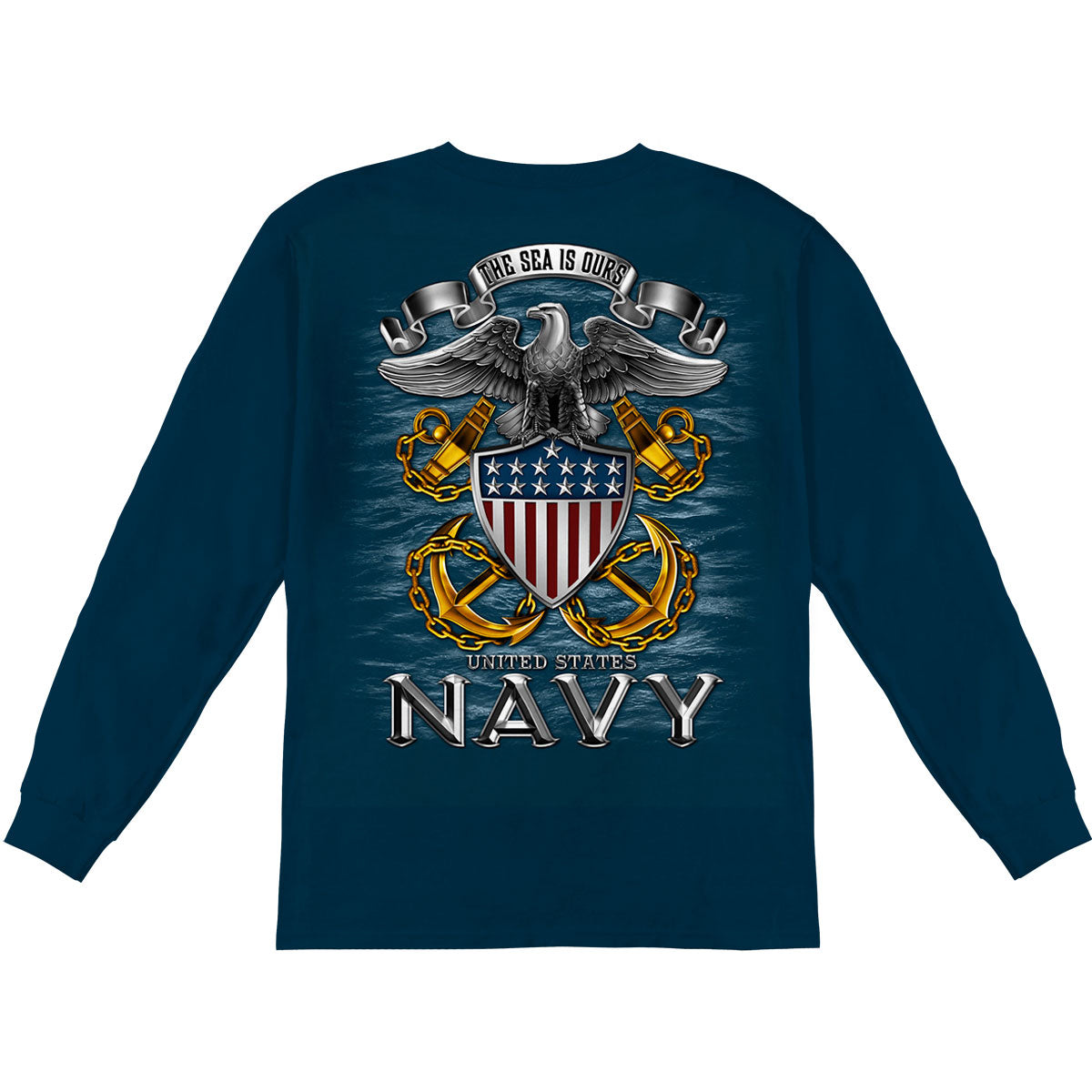 Novelty Navy Full Print Eagle Long Sleeve Back