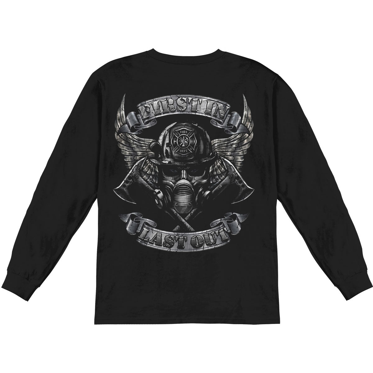 Novelty Steel Fire Wings With Foil Stamp Long Sleeve Back