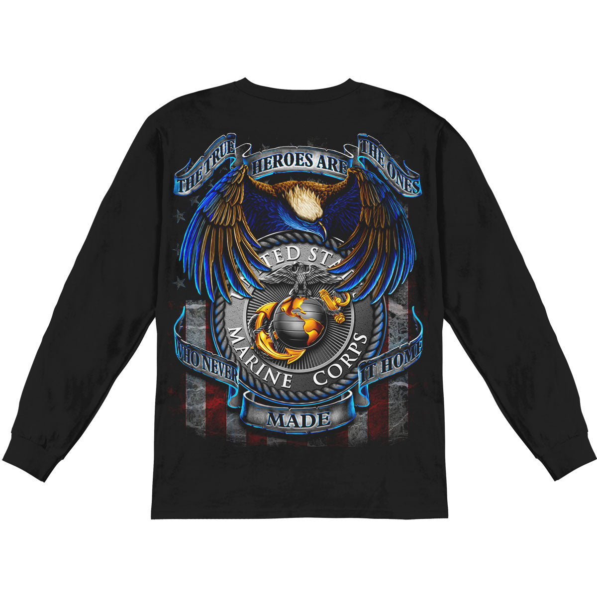 Novelty True Hero Marines Long Sleeve Back