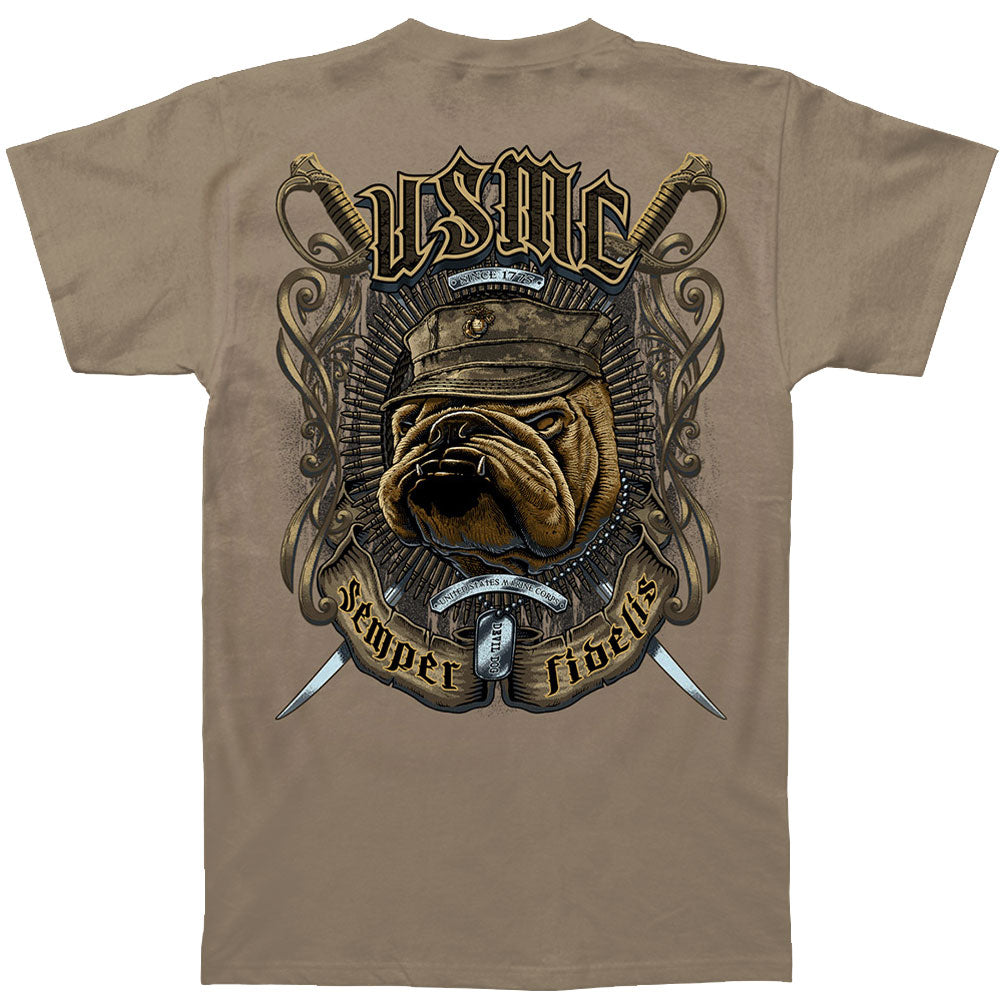 Novelty USMC Bull Dog Crossed Swords T-shirt