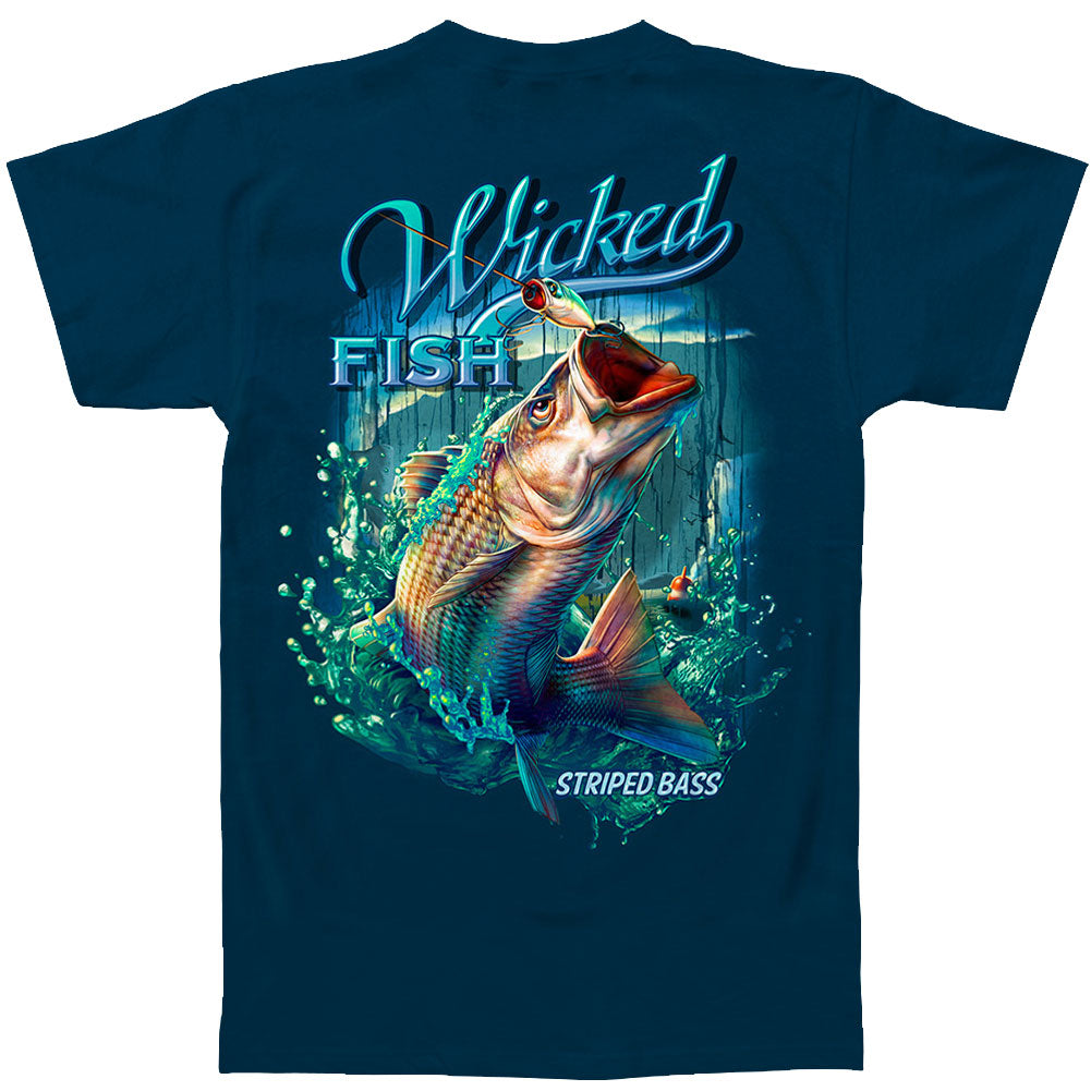 Novelty Wicked Fish Striped Bass With Popper Air Born T-shirt