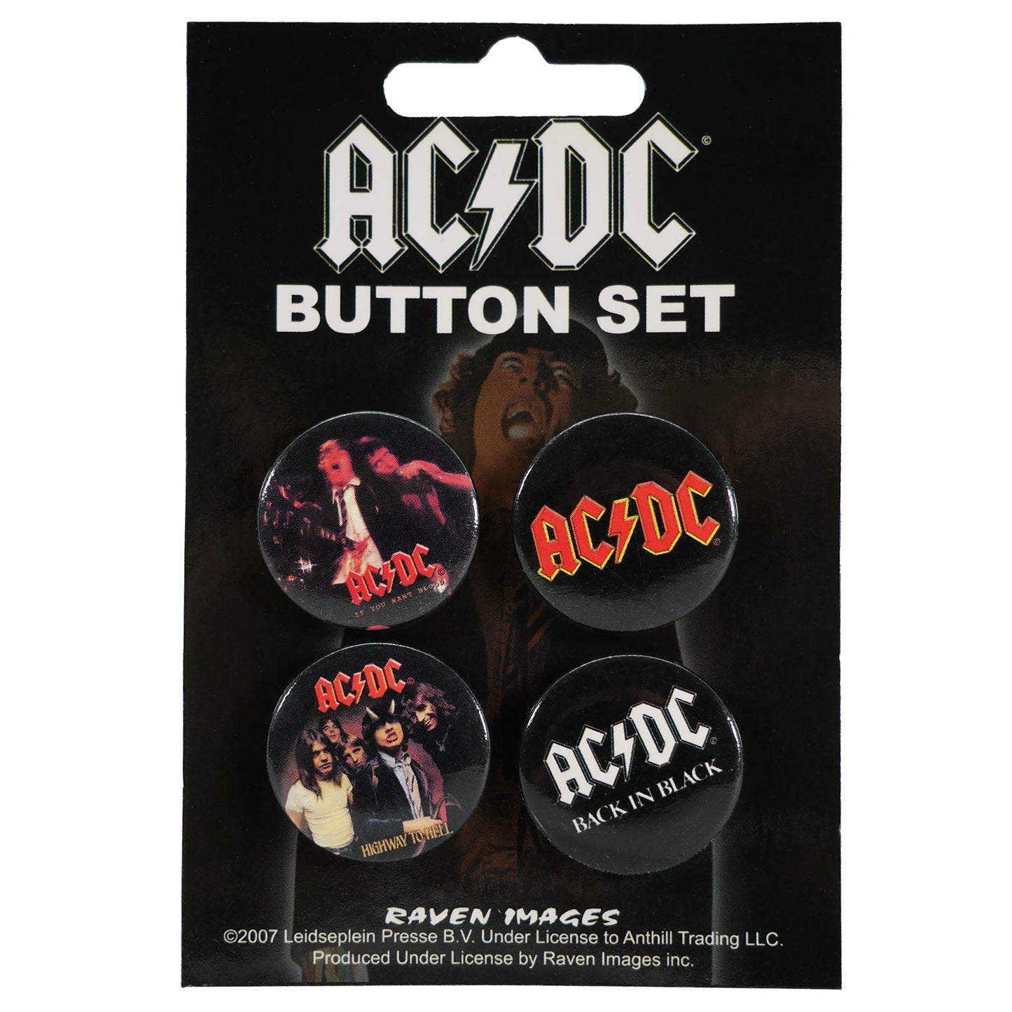 AC/DC 4 Button Set Collector Items Front