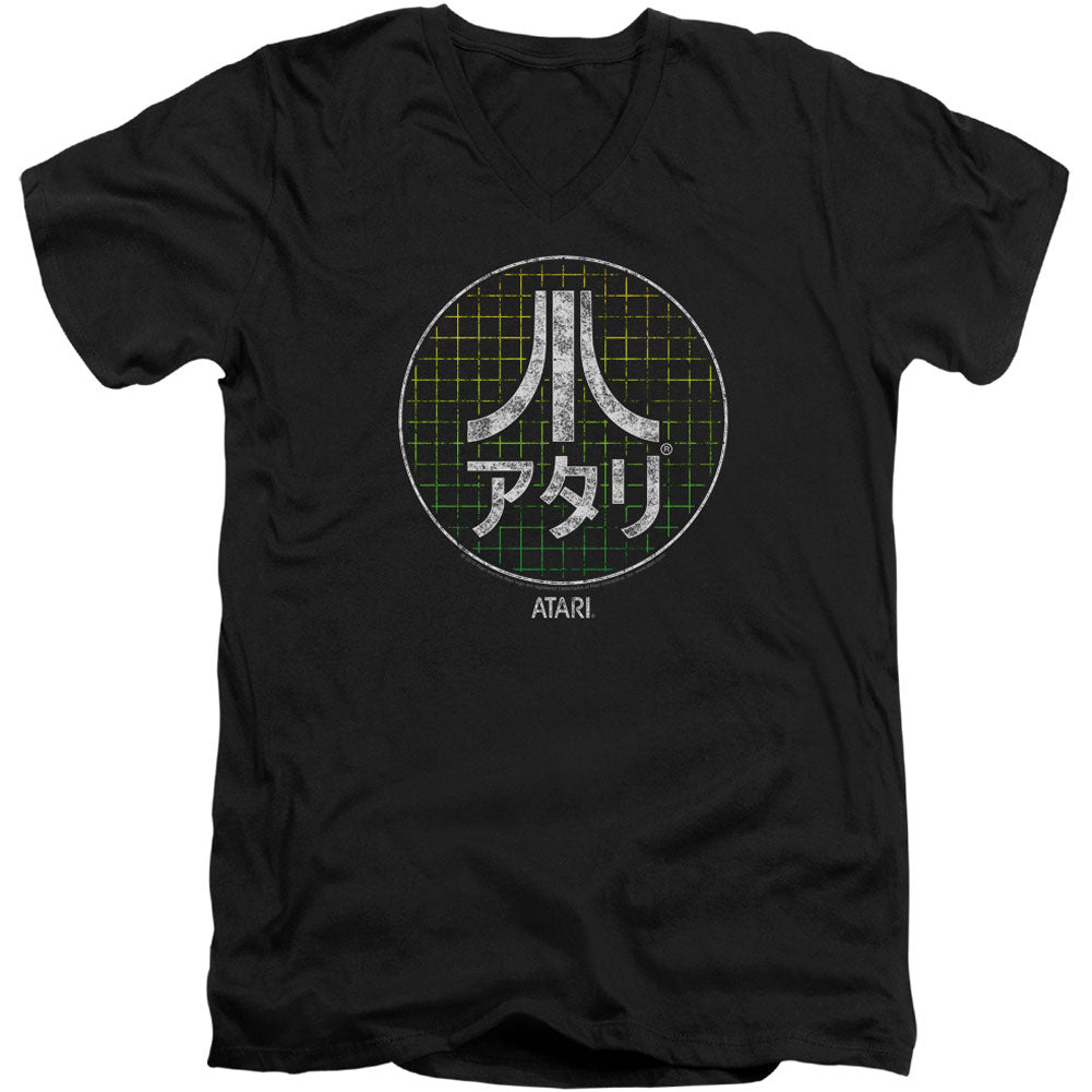 Atari Japanese Grid Adult V-Neck Slim Fit T-shirt Front