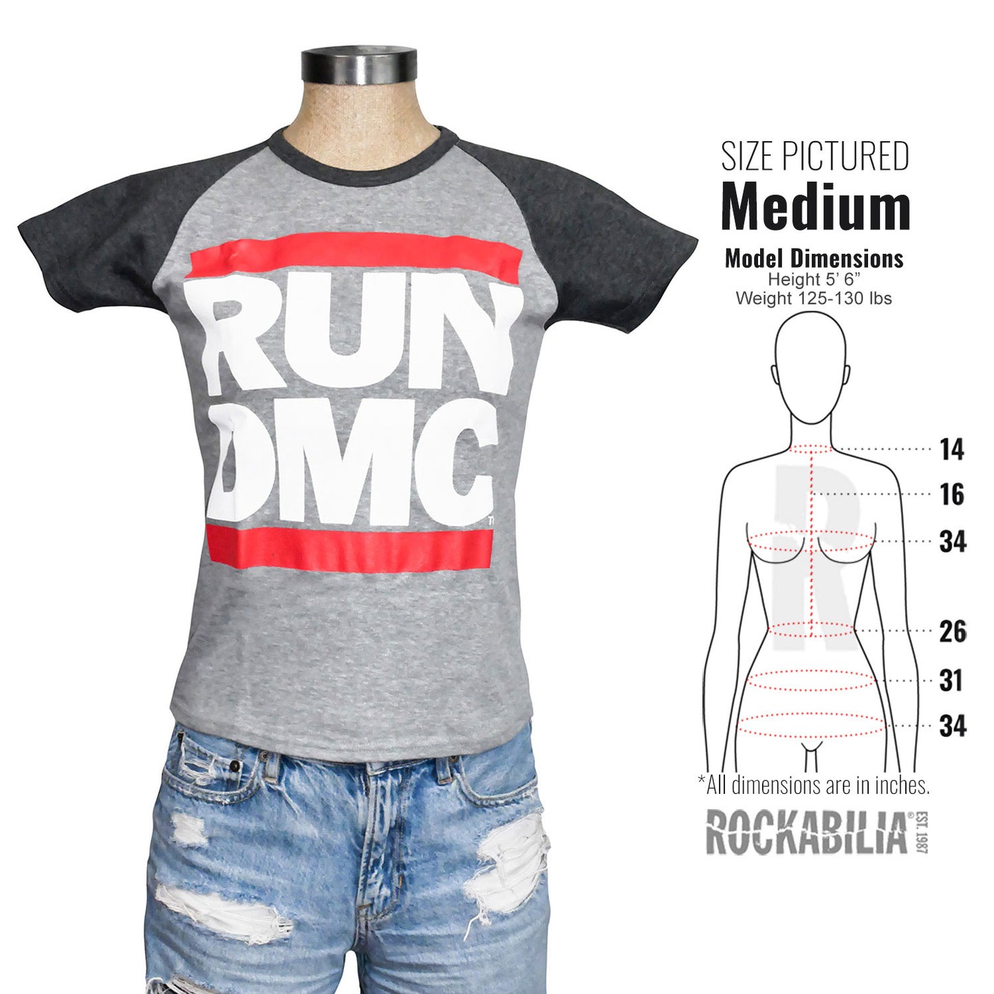 Run DMC Logo Raglan Junior Top Alt 3