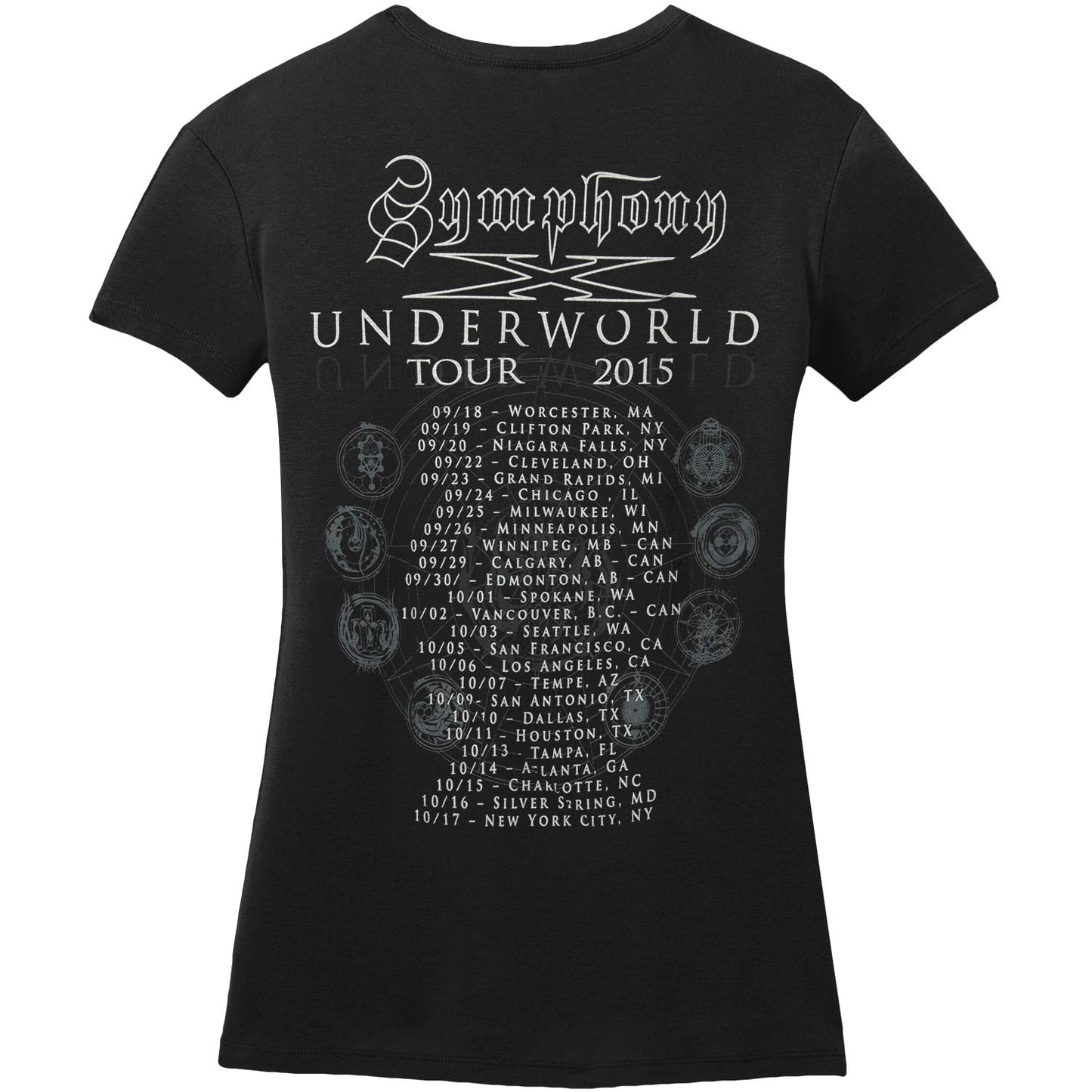 Symphony X Monster Back Dates Ladies Tee Junior Top Back