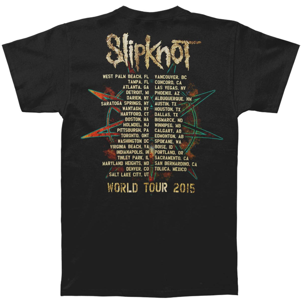 Slipknot Rusted Frame 2015 World Tour T-shirt Back