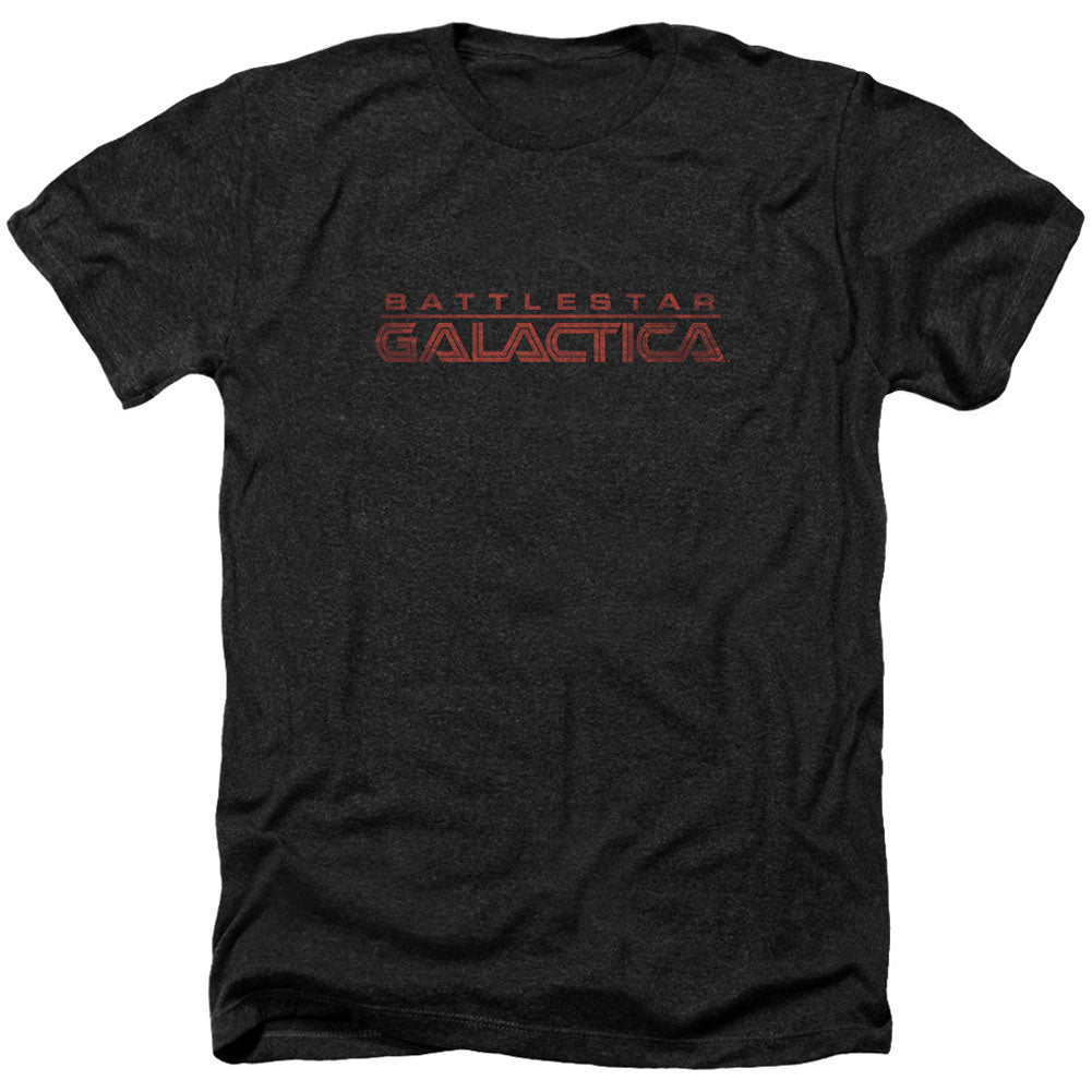 Battlestar Galactica Battered Logo Adult Heather 40% Poly T-shirt
