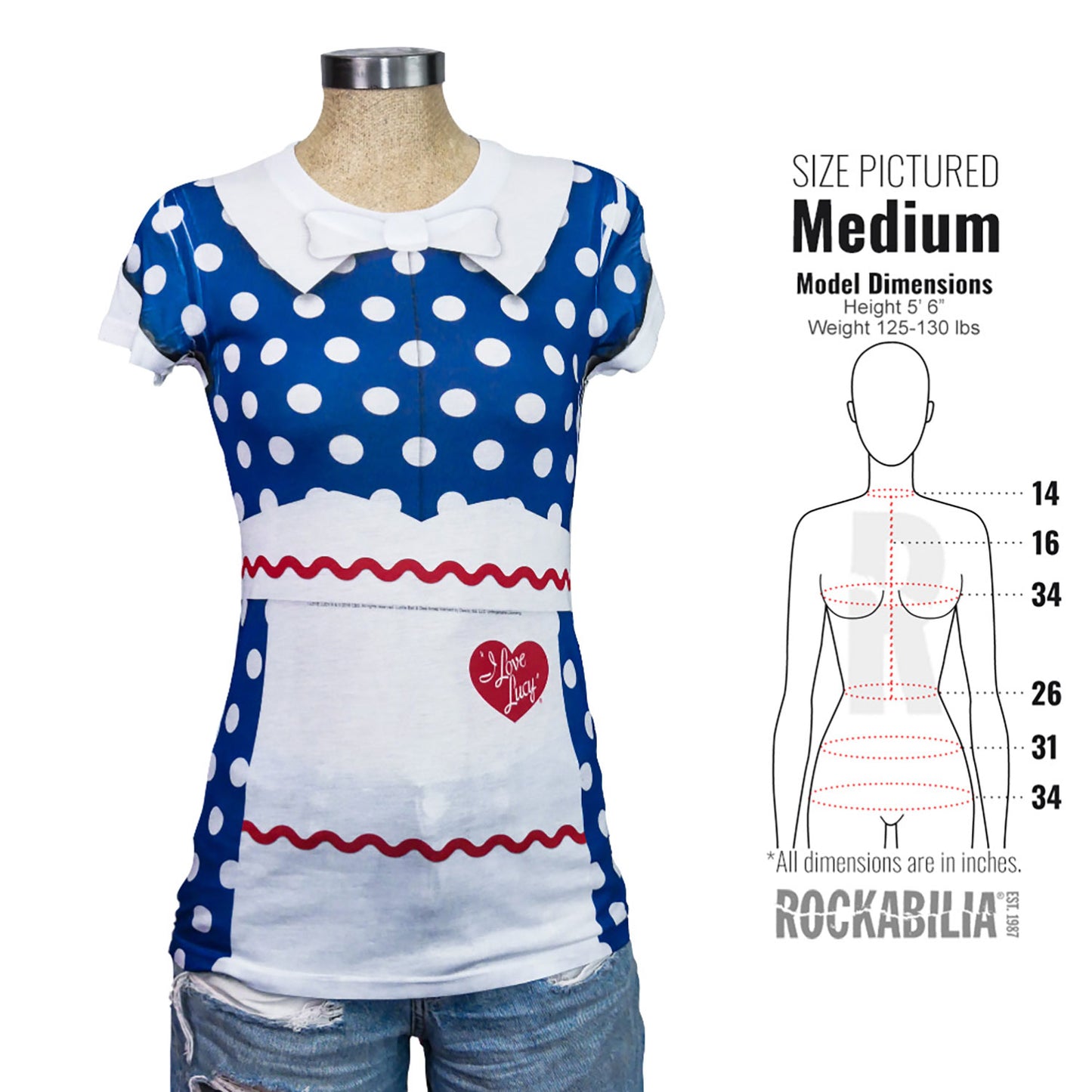 I Love Lucy Lucy Costume Sublimation Junior Top Alt 3