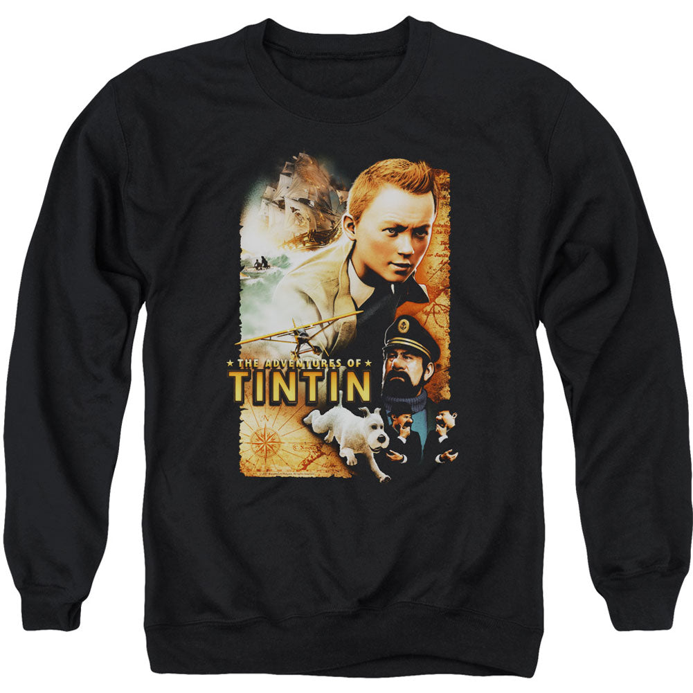 Tintin Adventure Poster Adult Sweatshirt Front