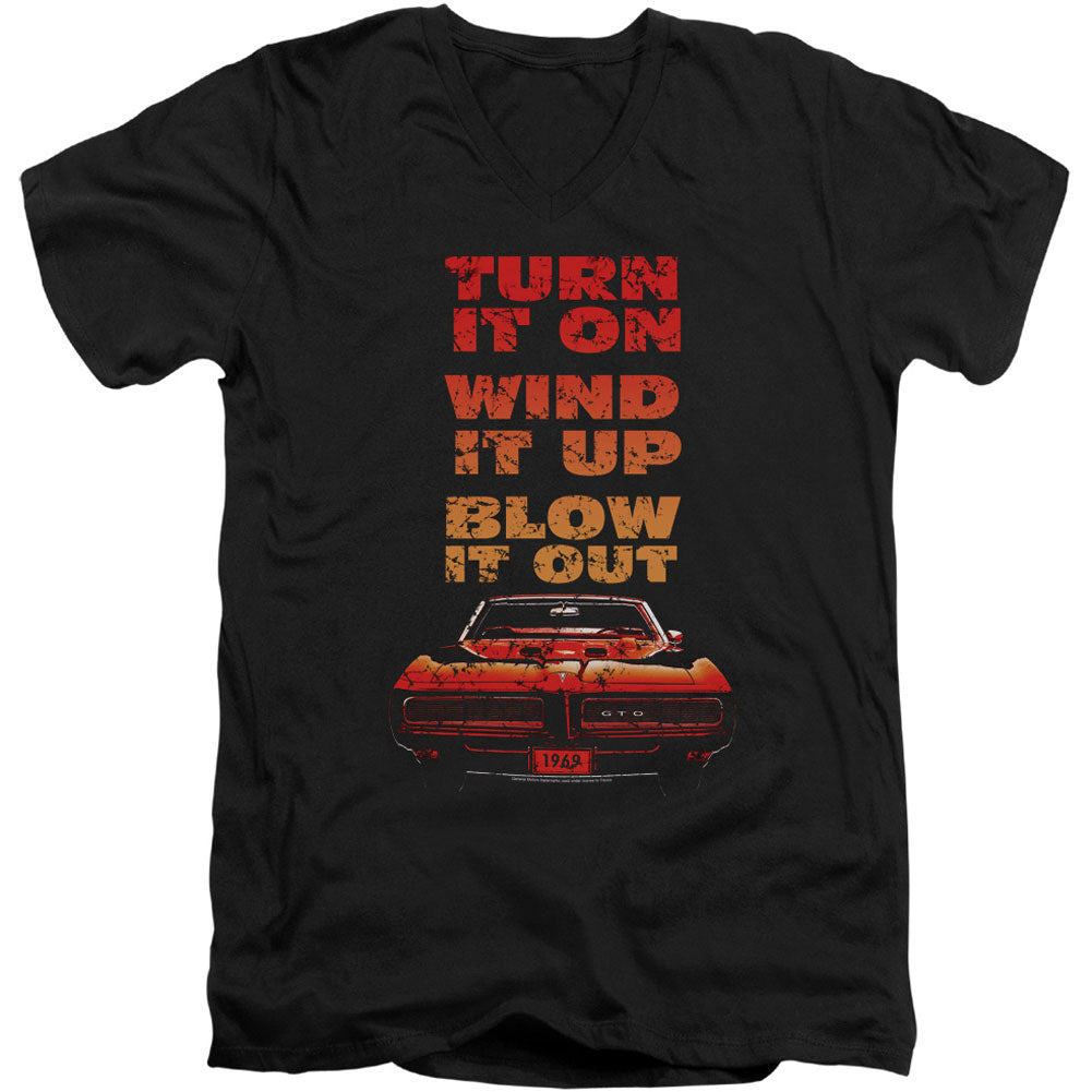 Pontiac Blow It Out Gto Adult V-Neck Slim Fit T-shirt Front