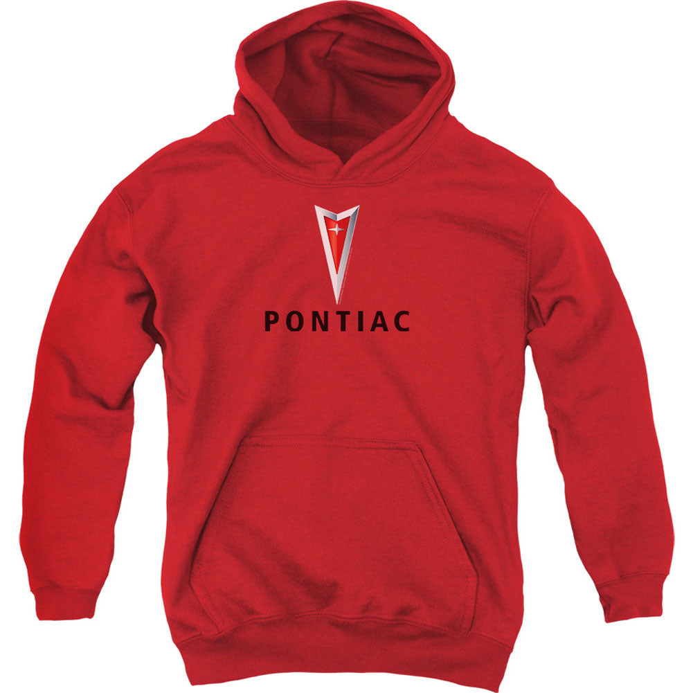 Pontiac Centered Arrowhead Youth 50% Poly Hooded Sweatshirt Front