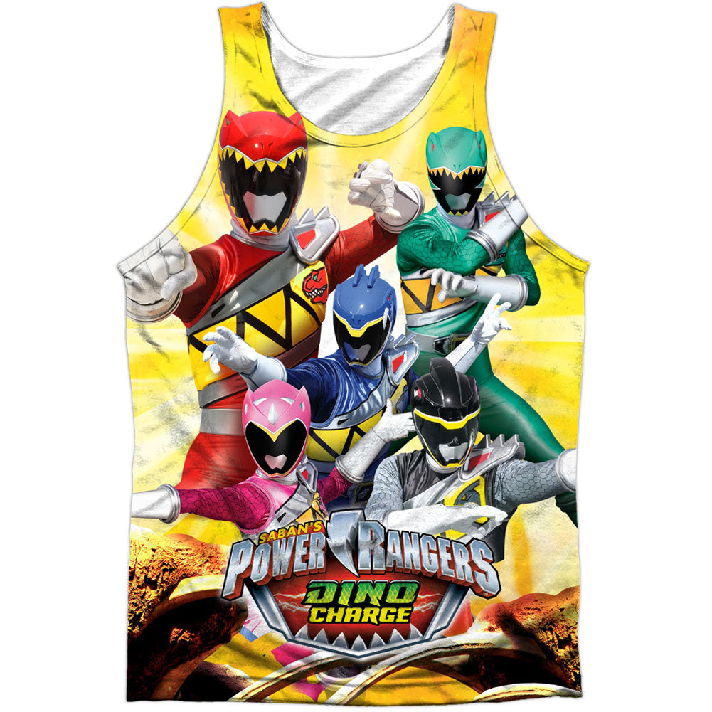Power Rangers Charged For Battle 100% Poly Mens Tank Front