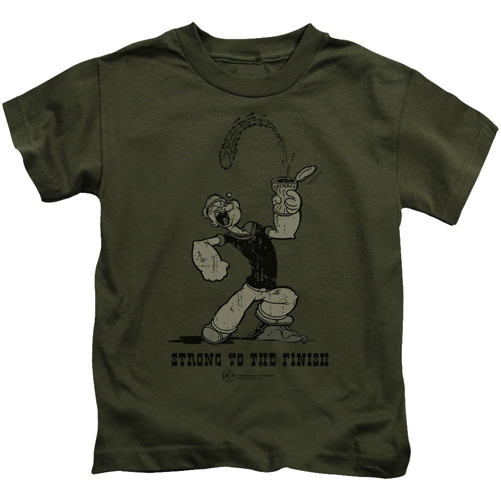 Popeye Strong To The Finish Juvenile Childrens T-shirt Front