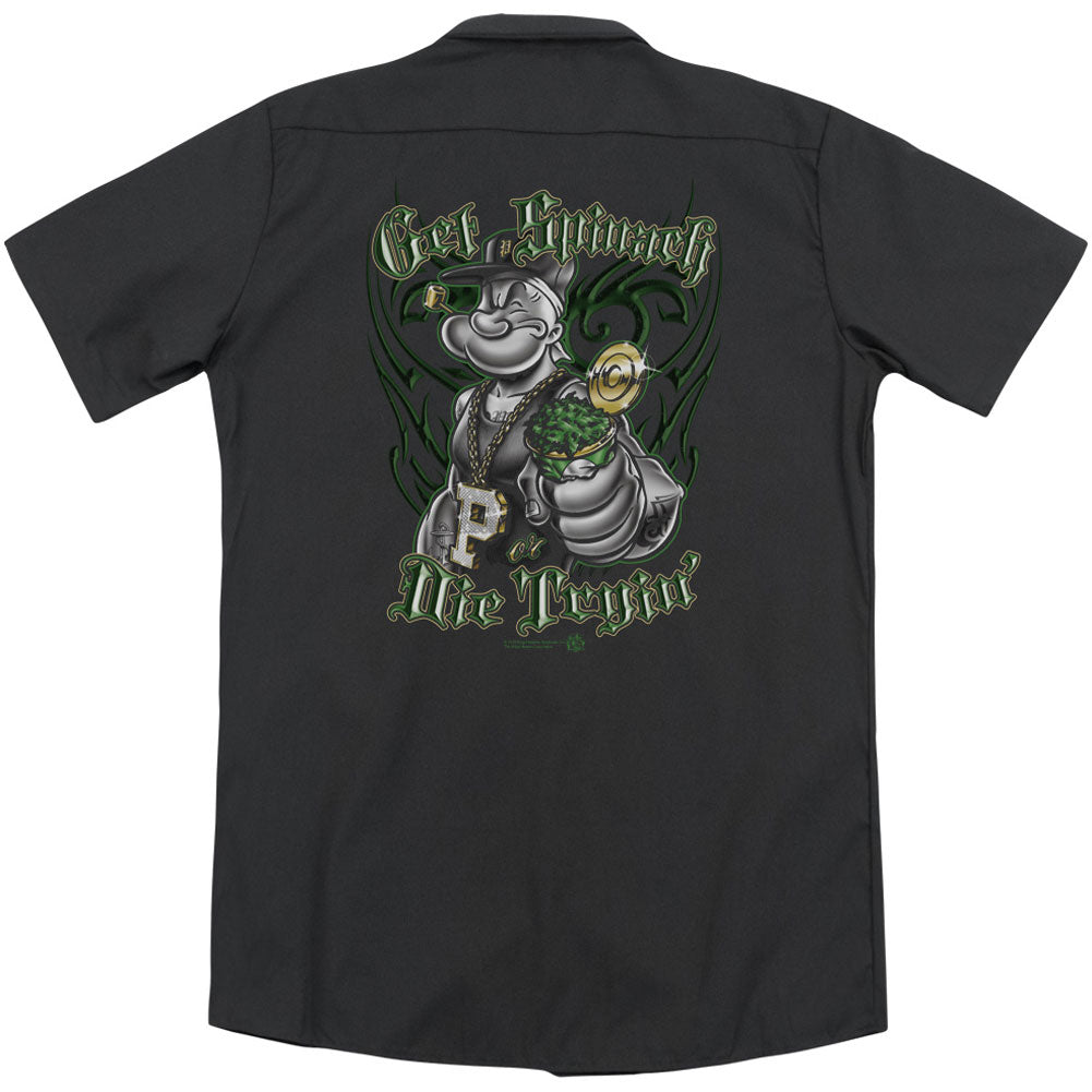 Popeye Get Spinach (Back Print) Workshirt Back